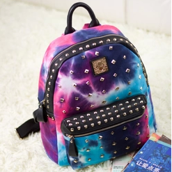 Fashion Rivet Starry Sky Color Backpack..