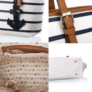 Latest Navy Style Strip Print Anchor Handbag..