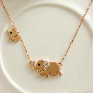 Fashion Cute Rhinestone Elephant Pendant Necklace..