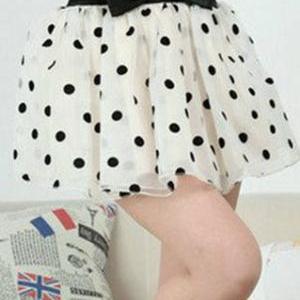 Sweet Cute Polka-dot Print Bowknot Bubble Skirt..
