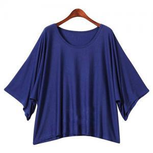 Casual Loose Fitting Batwing Sleeve Solid Color..
