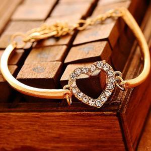Love Heart Studded With Rhinestones Chain Bracelet..