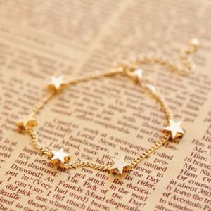 Love Heart Stars Pendant Gold Chain Bracelet..