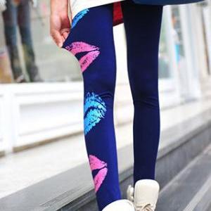 Mixed Color Sexy Lips Skinny Pant Trouser Tight..