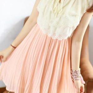 Sweet Girls Candy Color Lace Falbala Tank Dress..