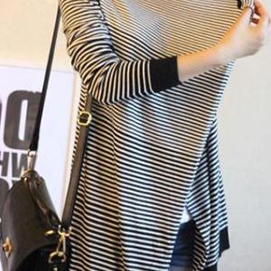 Striped Loose Fit Open Front Cardigan Jacket Coat..