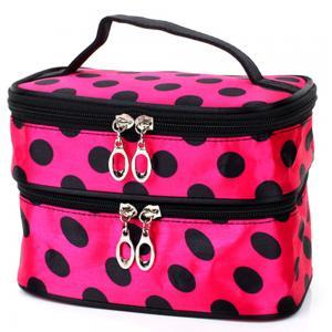 Polka Dots Cosmetic Makeup Hand Bag Travel Case..