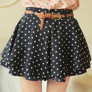 Sweet Polka Dots Two-layer Elastic Waist Shorts..