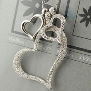 Three Complex Frosted Love Heart Pendant Chain..