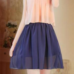 Contrast Color Sweet Peter Pan Collar Pleated Tank..