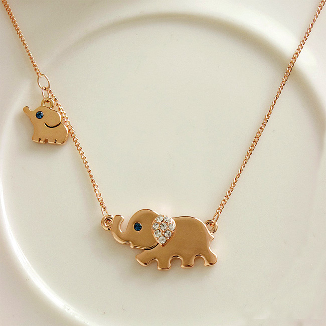 Fashion Cute Rhinestone Elephant Pendant Necklace [grzxy61000001]
