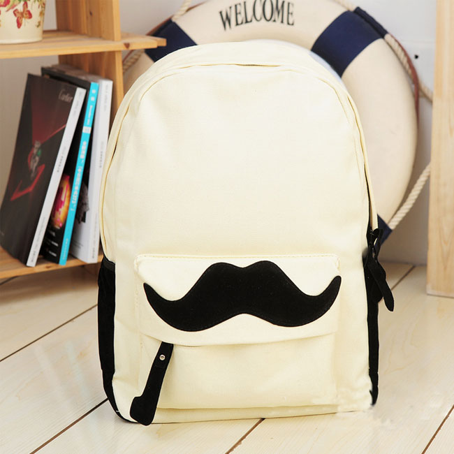 British Style Sweet Cute Mustache Leisure Canvas Backpack [grzxy6200023]