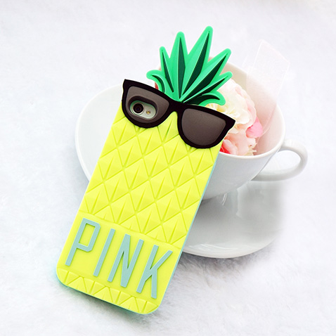 [grzxy6100017]lovely Yellow Pineapple Glasses Phone Case For Iphone 4/4s
