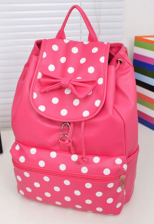 Sweet Fresh Polka Dot Print Bowknot Backpack [grzxy6200078] on Luulla