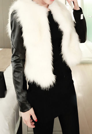 [grzxy6600465]european Style Elegant Faux Fur Spliced Warm Coat