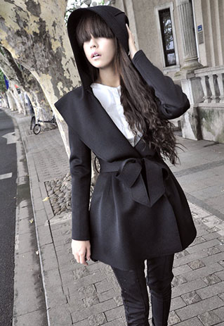 European Style Cool Elegant Lapel Hood Falbala Coat [grzxy6600531]
