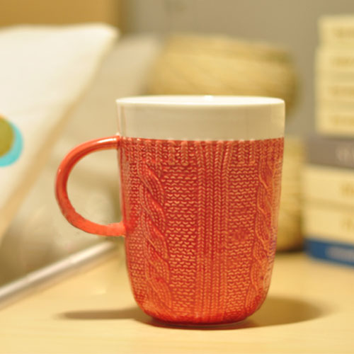 Embossed Knit Sweater Ceramic Tea Coffee Mug Cup [grzxy6900003] on Luulla