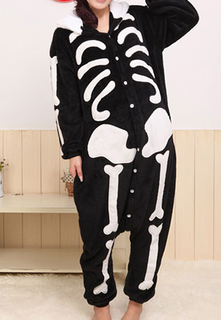 Skeleton Body Suit Pajamas Sleepwear Night Jumpsuit Overall ...