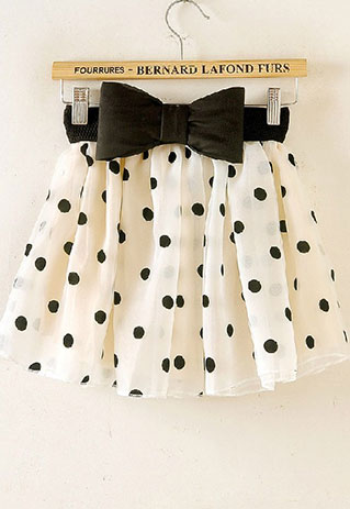 Sweet Cute Polka-dot Print Bowknot Bubble Skirt [grzxy6600475]