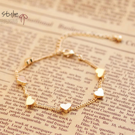 Love Heart Stars Pendant Gold Chain Bracelet [grzxy61200009]