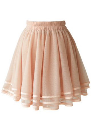 Layered Tulle Mini Skirt with Contrast Waistband