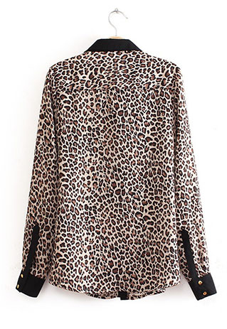 Leopard Print Button Down Long Sleeve Shirt