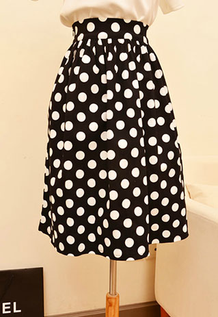 Vintage Polka Dots High Waisted Knee Length Flare Skirt [grzxy6601577 ...