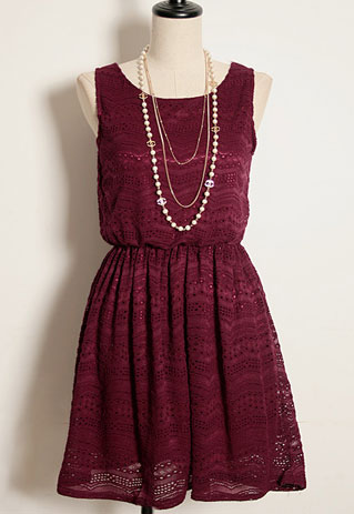 Sweet Cutout Corchet Lace Stretch High Waist Tank Dress [grzxy6601636]