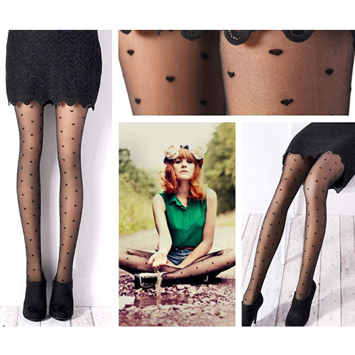 Must-have Embroidery Love Heart Stretchy Thin Leggings Stockings [grzxy6601659]