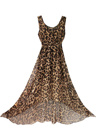 Low Cut V Neck Leopard Print Sleeveless Maxi Dress [grzxy6601698]