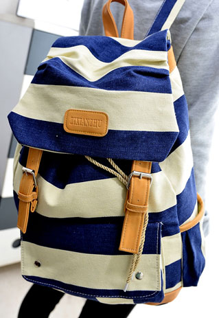 Unisex Nautical Stripe School Travelling Bag Backpack Rucksack [grzxy62000377]