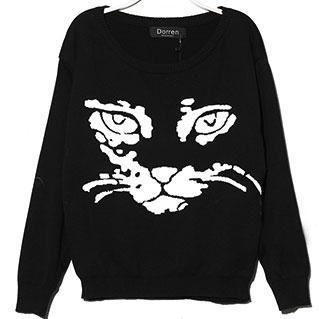 [grzxy6600696]cute Sweet Batwing Sleeve Cartoon Cat Print Sweater on Luulla