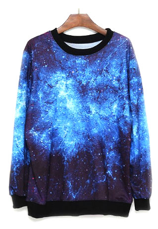 [grzxy6600105]Hip Hop Style Galaxy Print Loose Fitting Sweatshirt on Luulla