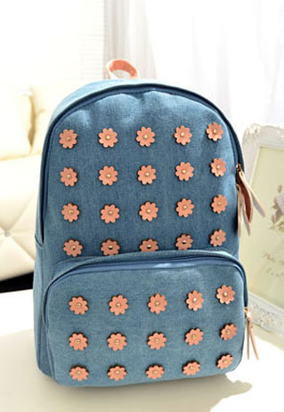 [grzxy6200068]country Style Fresh Flower Denim Backpack on Luulla