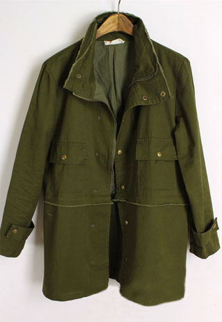 [grzxy6600437]European Style Pure Color Army Green Trench Coat on Luulla