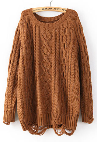 Vintage Street-chic Rag Loose Crochet Cable Knit Warm Sweater Pullover ...