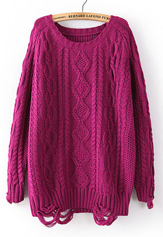 [grzxy6600847]Vintage Street-chic Rag Loose Crochet Cable Knit Warm ...