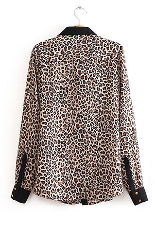 Fashion Leopard Print Button Down Long Sleeve Shirt Blouse Top ...
