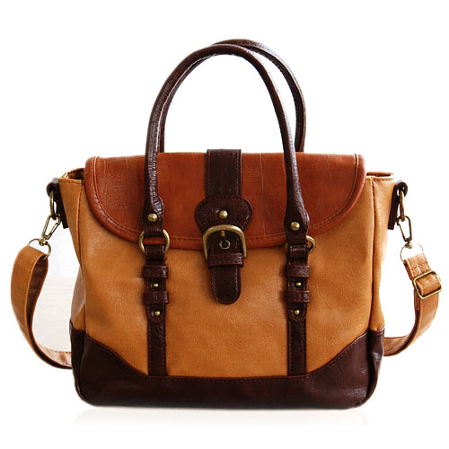 Vintage Buckle Decor Shoulder Bag with Plush Charm